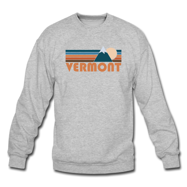 Vermont Sweatshirt - Retro Mountain Vermont Crewneck Sweatshirt - heather gray