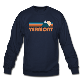 Vermont Sweatshirt - Retro Mountain Vermont Crewneck Sweatshirt - navy