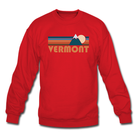 Vermont Sweatshirt - Retro Mountain Vermont Crewneck Sweatshirt - red