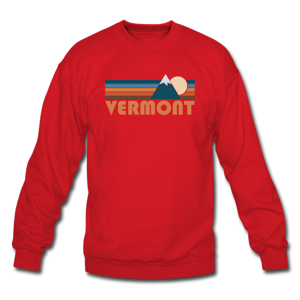 Vermont Sweatshirt - Retro Mountain Vermont Crewneck Sweatshirt - red