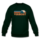 Vermont Sweatshirt - Retro Mountain Vermont Crewneck Sweatshirt - forest green