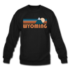 Wyoming Sweatshirt - Retro Mountain Wyoming Crewneck Sweatshirt - black
