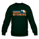 Wyoming Sweatshirt - Retro Mountain Wyoming Crewneck Sweatshirt - forest green