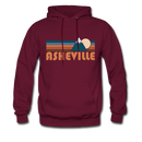 Asheville, North Carolina Hoodie - Retro Mountain Asheville Crewneck Hooded Sweatshirt - burgundy
