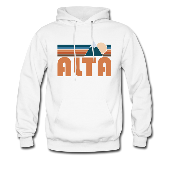 Alta, Utah Hoodie - Retro Mountain Alta Crewneck Hooded Sweatshirt - white