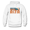 Alta, Utah Hoodie - Retro Mountain Alta Crewneck Hooded Sweatshirt - white