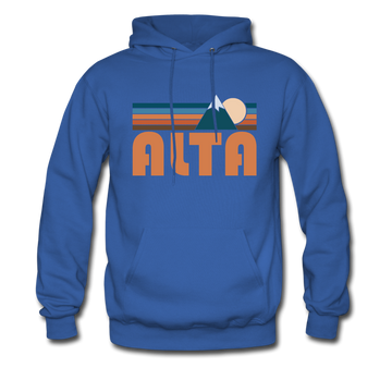 Alta, Utah Hoodie - Retro Mountain Alta Crewneck Hooded Sweatshirt - royal blue