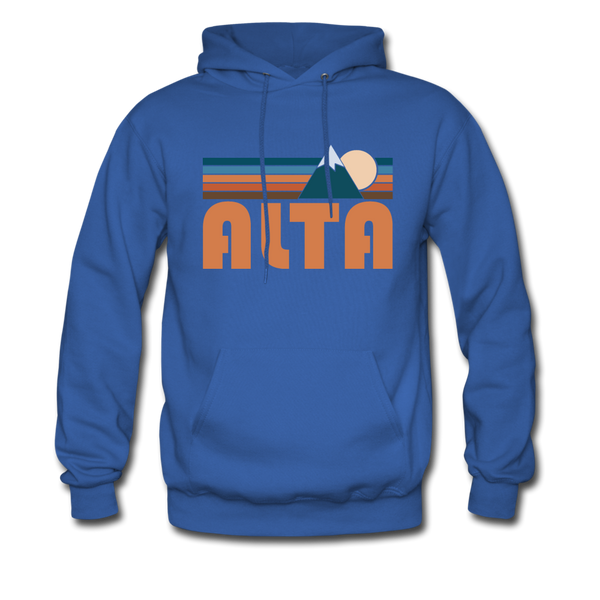 Alta, Utah Hoodie - Retro Mountain Alta Crewneck Hooded Sweatshirt - royal blue