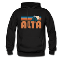 Alta, Utah Hoodie - Retro Mountain Alta Crewneck Hooded Sweatshirt - black