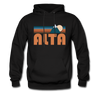 Alta, Utah Hoodie - Retro Mountain Alta Crewneck Hooded Sweatshirt - black