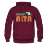 Alta, Utah Hoodie - Retro Mountain Alta Crewneck Hooded Sweatshirt - burgundy