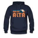 Alta, Utah Hoodie - Retro Mountain Alta Crewneck Hooded Sweatshirt - navy