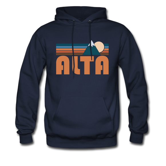 Alta, Utah Hoodie - Retro Mountain Alta Crewneck Hooded Sweatshirt - navy