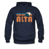 Alta, Utah Hoodie - Retro Mountain Alta Crewneck Hooded Sweatshirt - navy