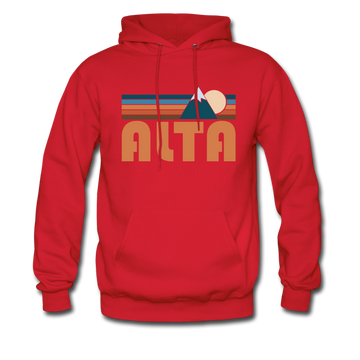 Alta, Utah Hoodie - Retro Mountain Alta Crewneck Hooded Sweatshirt - red