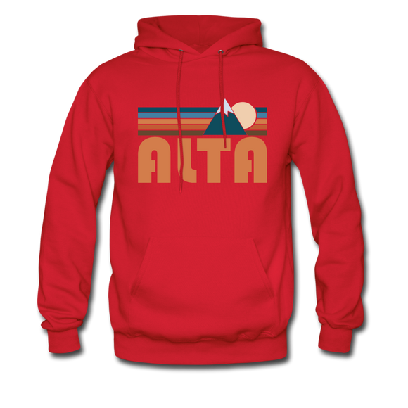 Alta, Utah Hoodie - Retro Mountain Alta Crewneck Hooded Sweatshirt - red