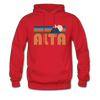 Alta, Utah Hoodie - Retro Mountain Alta Crewneck Hooded Sweatshirt - red
