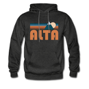 Alta, Utah Hoodie - Retro Mountain Alta Crewneck Hooded Sweatshirt - charcoal gray