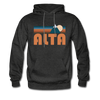 Alta, Utah Hoodie - Retro Mountain Alta Crewneck Hooded Sweatshirt - charcoal gray