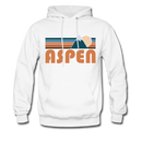 Aspen, Colorado Hoodie - Retro Mountain Aspen Crewneck Hooded Sweatshirt - white