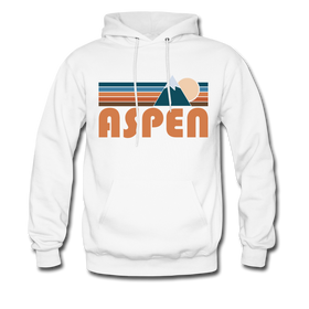 Aspen, Colorado Hoodie - Retro Mountain Aspen Crewneck Hooded Sweatshirt - white