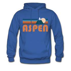 Aspen, Colorado Hoodie - Retro Mountain Aspen Crewneck Hooded Sweatshirt - royal blue