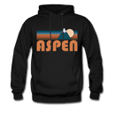 Aspen, Colorado Hoodie - Retro Mountain Aspen Crewneck Hooded Sweatshirt - black