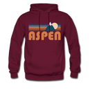 Aspen, Colorado Hoodie - Retro Mountain Aspen Crewneck Hooded Sweatshirt - burgundy