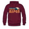 Aspen, Colorado Hoodie - Retro Mountain Aspen Crewneck Hooded Sweatshirt - burgundy
