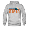 Aspen, Colorado Hoodie - Retro Mountain Aspen Crewneck Hooded Sweatshirt - heather gray