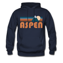 Aspen, Colorado Hoodie - Retro Mountain Aspen Crewneck Hooded Sweatshirt - navy
