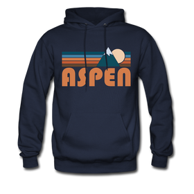 Aspen, Colorado Hoodie - Retro Mountain Aspen Crewneck Hooded Sweatshirt - navy