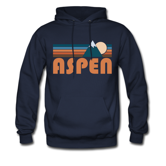 Aspen, Colorado Hoodie - Retro Mountain Aspen Crewneck Hooded Sweatshirt - navy