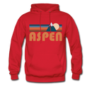 Aspen, Colorado Hoodie - Retro Mountain Aspen Crewneck Hooded Sweatshirt - red