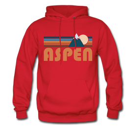 Aspen, Colorado Hoodie - Retro Mountain Aspen Crewneck Hooded Sweatshirt - red