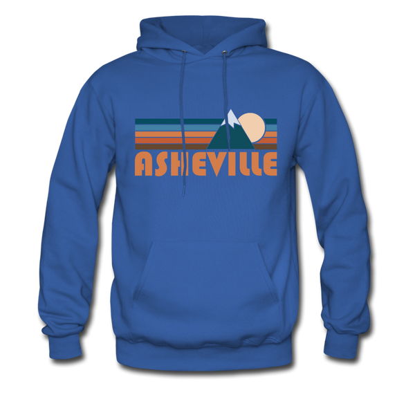 Asheville, North Carolina Hoodie - Retro Mountain Asheville Crewneck Hooded Sweatshirt - royal blue