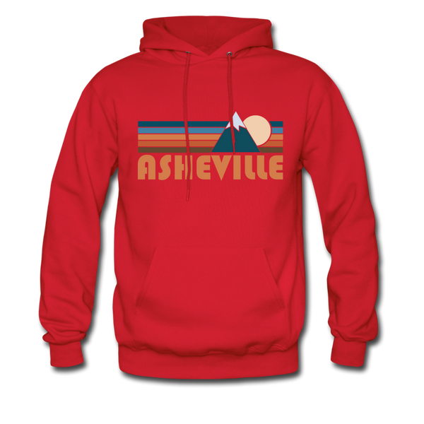 Asheville, North Carolina Hoodie - Retro Mountain Asheville Crewneck Hooded Sweatshirt - red