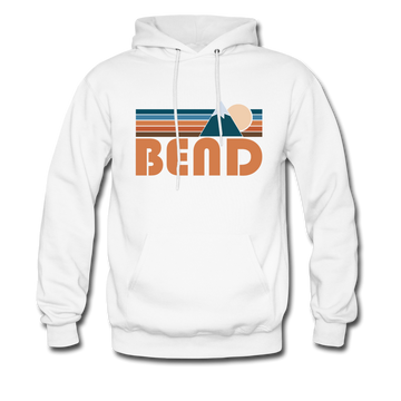 Bend, Oregon Hoodie - Retro Mountain Bend Crewneck Hooded Sweatshirt - white