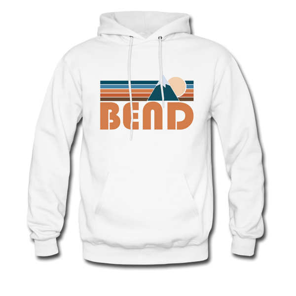 Bend, Oregon Hoodie - Retro Mountain Bend Crewneck Hooded Sweatshirt - white