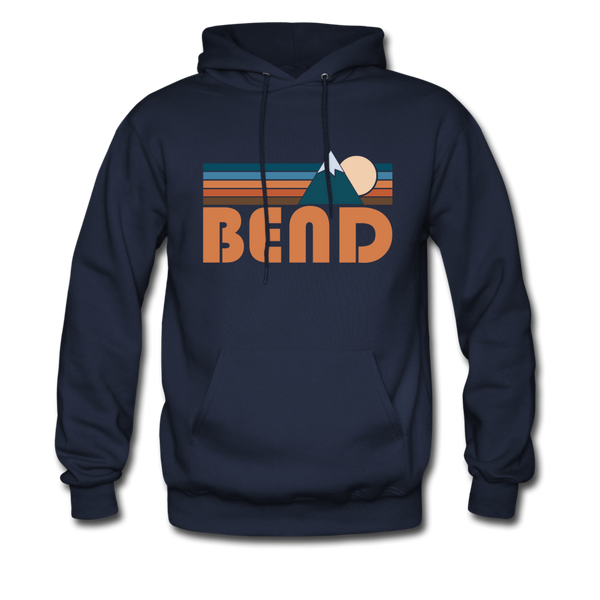 Bend, Oregon Hoodie - Retro Mountain Bend Crewneck Hooded Sweatshirt - navy