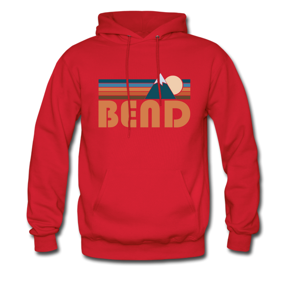 Bend, Oregon Hoodie - Retro Mountain Bend Crewneck Hooded Sweatshirt - red