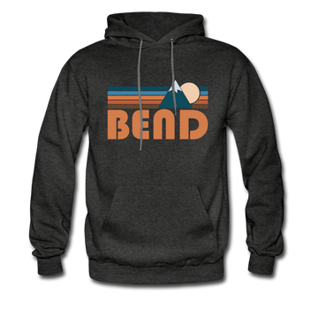 Bend, Oregon Hoodie - Retro Mountain Bend Crewneck Hooded Sweatshirt - charcoal gray