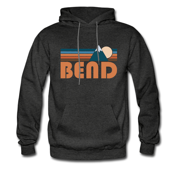 Bend, Oregon Hoodie - Retro Mountain Bend Crewneck Hooded Sweatshirt - charcoal gray