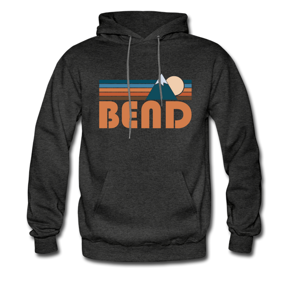 Bend, Oregon Hoodie - Retro Mountain Bend Crewneck Hooded Sweatshirt - charcoal gray