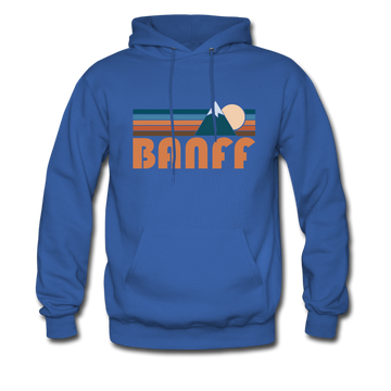 Banff, Canada Hoodie - Retro Mountain Banff Crewneck Hooded Sweatshirt - royal blue