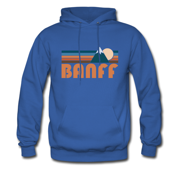 Banff, Canada Hoodie - Retro Mountain Banff Crewneck Hooded Sweatshirt - royal blue