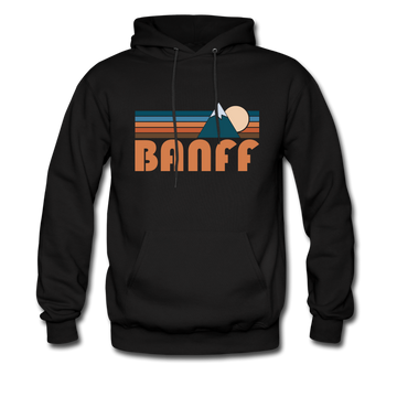 Banff, Canada Hoodie - Retro Mountain Banff Crewneck Hooded Sweatshirt - black