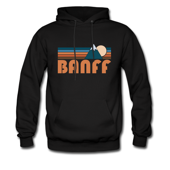 Banff, Canada Hoodie - Retro Mountain Banff Crewneck Hooded Sweatshirt - black