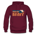 Banff, Canada Hoodie - Retro Mountain Banff Crewneck Hooded Sweatshirt - burgundy