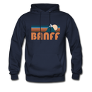 Banff, Canada Hoodie - Retro Mountain Banff Crewneck Hooded Sweatshirt - navy